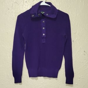 L-RL Lauren Active Ribbed Quarter Sleeve - S